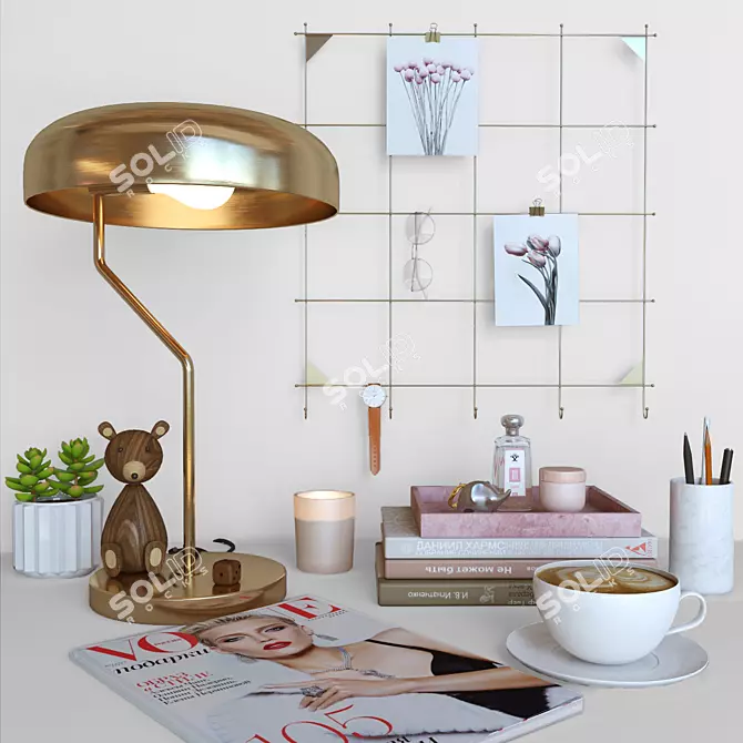 Desk Dream Set | Delicate Workspace Decor 3D model image 4