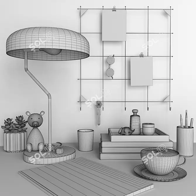 Desk Dream Set | Delicate Workspace Decor 3D model image 9