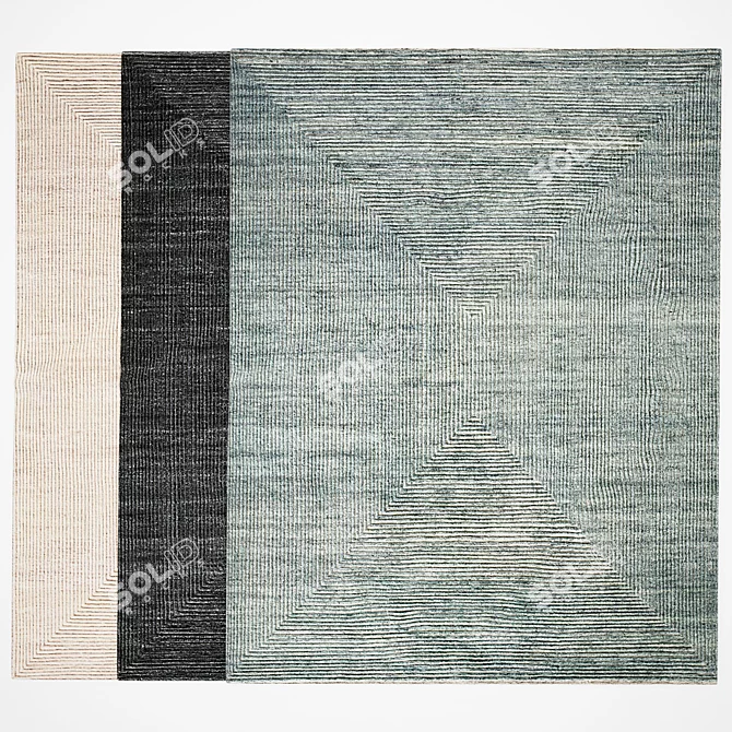 Modern Low Poly Hand-knotted Wool Rug 3D model image 2