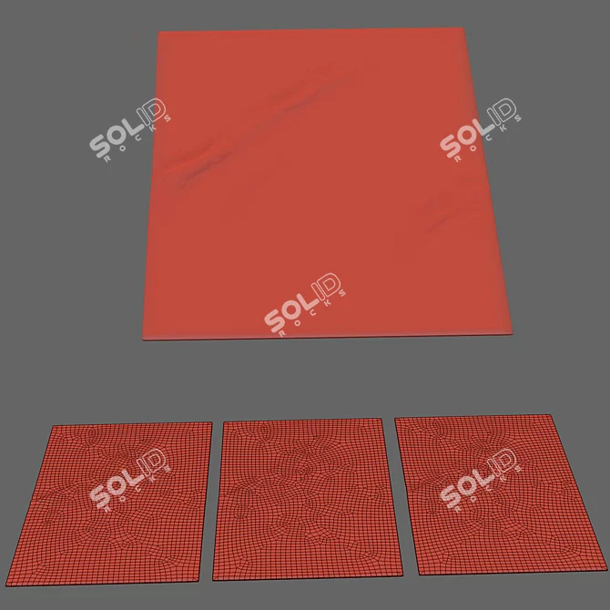 Modern Low Poly Hand-knotted Wool Rug 3D model image 4