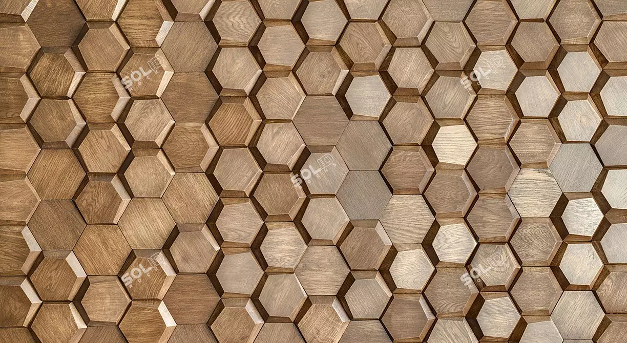 Honeycomb Wood Wall Art 3D model image 1