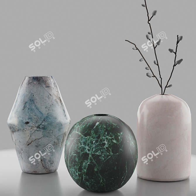 Sleek Mono Vases by Salvatori 3D model image 1