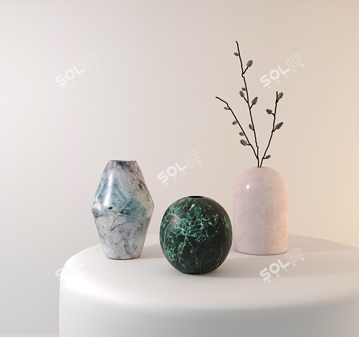 Sleek Mono Vases by Salvatori 3D model image 3