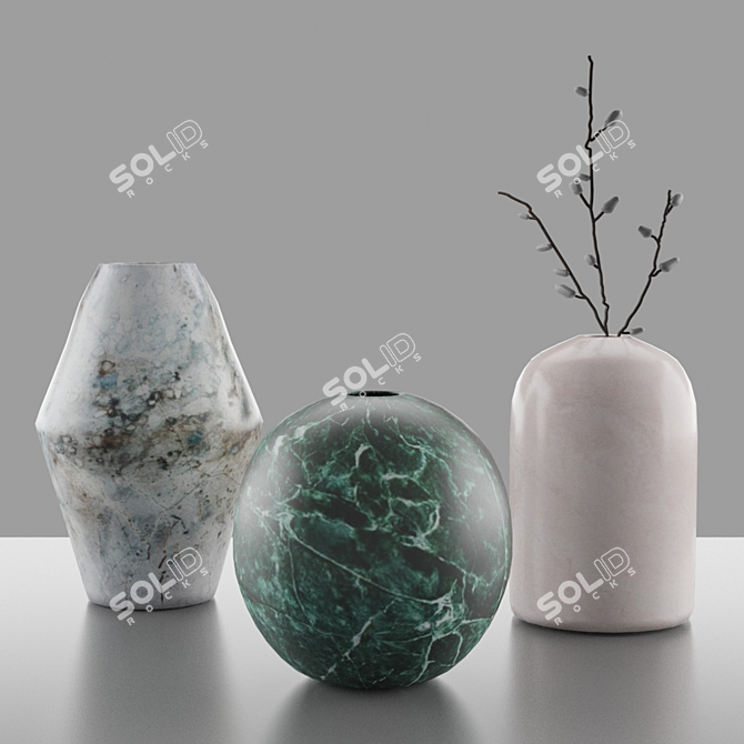 Sleek Mono Vases by Salvatori 3D model image 4