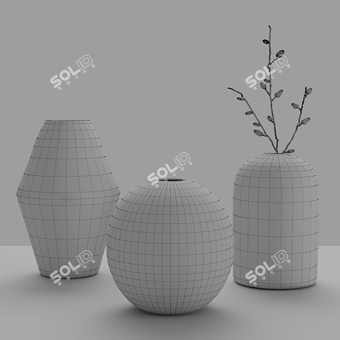 Sleek Mono Vases by Salvatori 3D model image 5