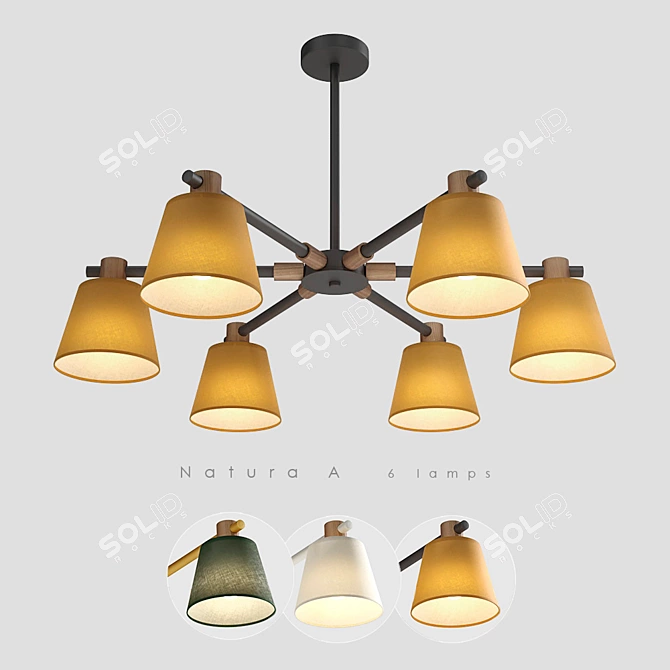 Elegant Natura A 6-Lamp Chandelier 3D model image 1