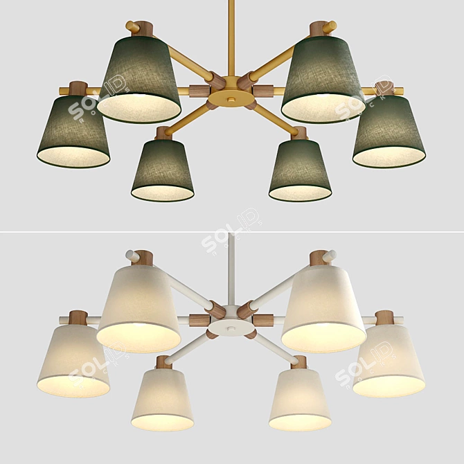 Elegant Natura A 6-Lamp Chandelier 3D model image 2
