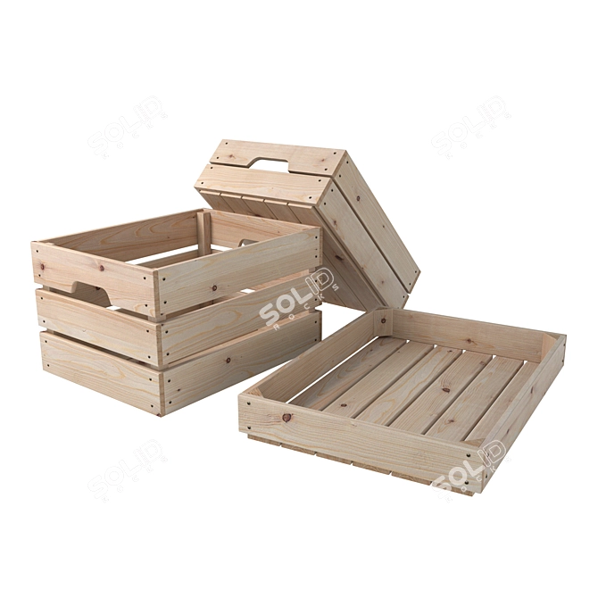 Rustic Wooden Box Set 3D model image 2