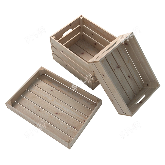 Rustic Wooden Box Set 3D model image 3