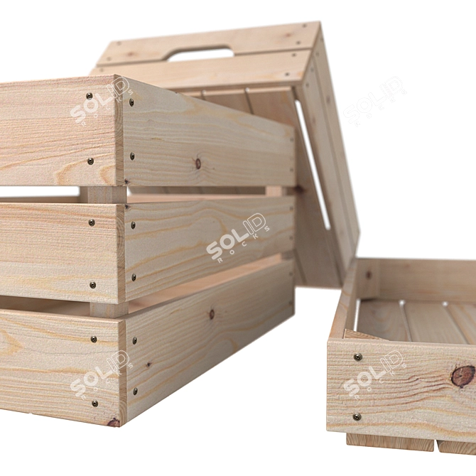 Rustic Wooden Box Set 3D model image 4