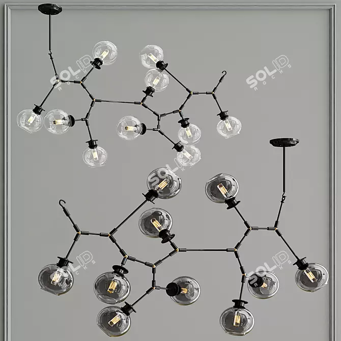 Modern Atom 10 Pendant Light 3D model image 1