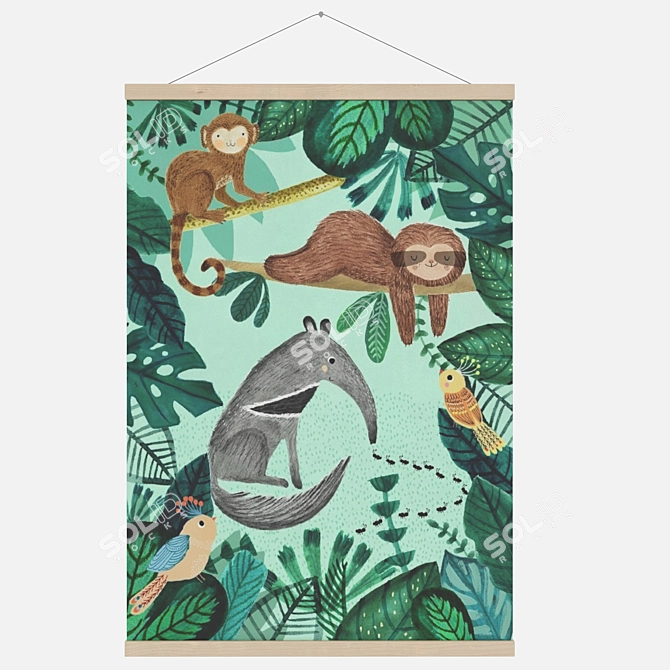 Petit Monkey Posters - Cute and Colorful Animal Art 3D model image 2