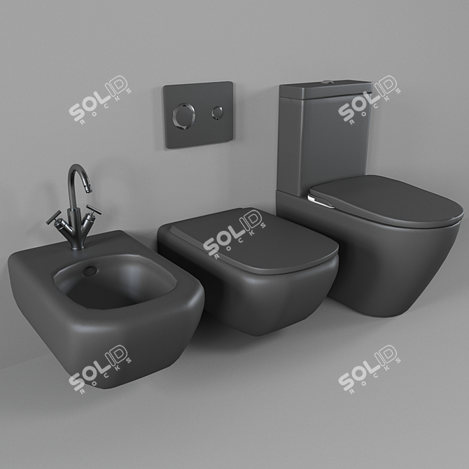 Title: Palomba Bidet Toilet Set - Laufen & Roca 3D model image 1