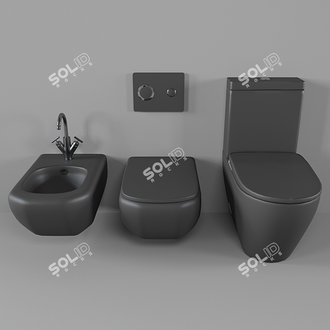 Title: Palomba Bidet Toilet Set - Laufen & Roca 3D model image 2