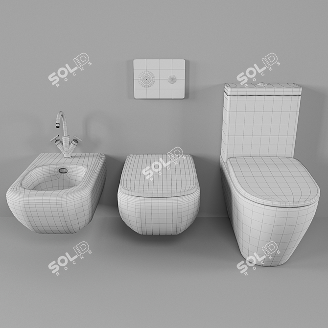 Title: Palomba Bidet Toilet Set - Laufen & Roca 3D model image 5