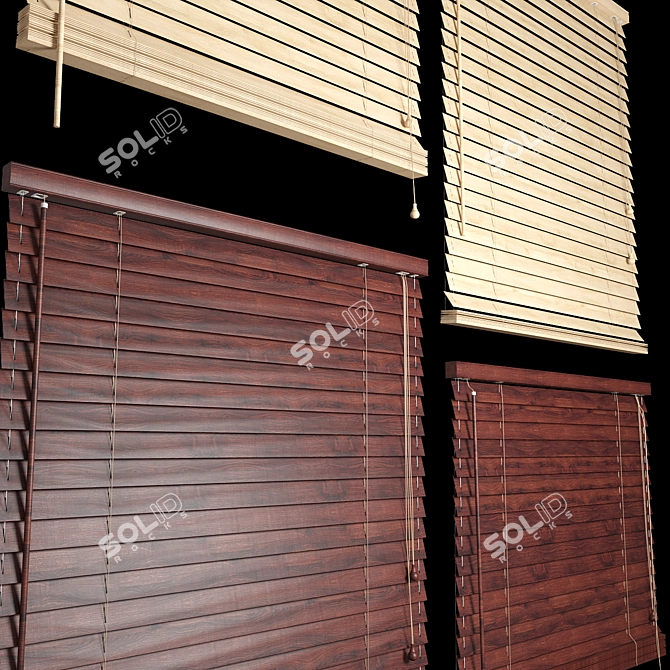 Bamboo Bliss: Stylish Horizontal Blinds 3D model image 2