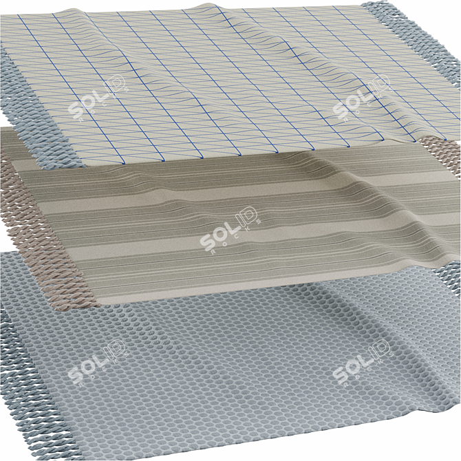 Cotton Bath Rugs with Fringe 3D model image 2