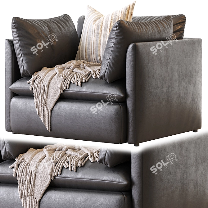 Cozy Leather Armchair 3D model image 2