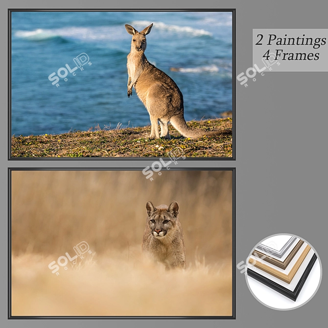 Modern Wall Art Set with Multiple Frames 3D model image 1