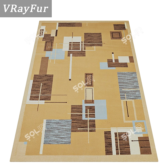 Versatile 3-Piece Carpet Set 3D model image 2
