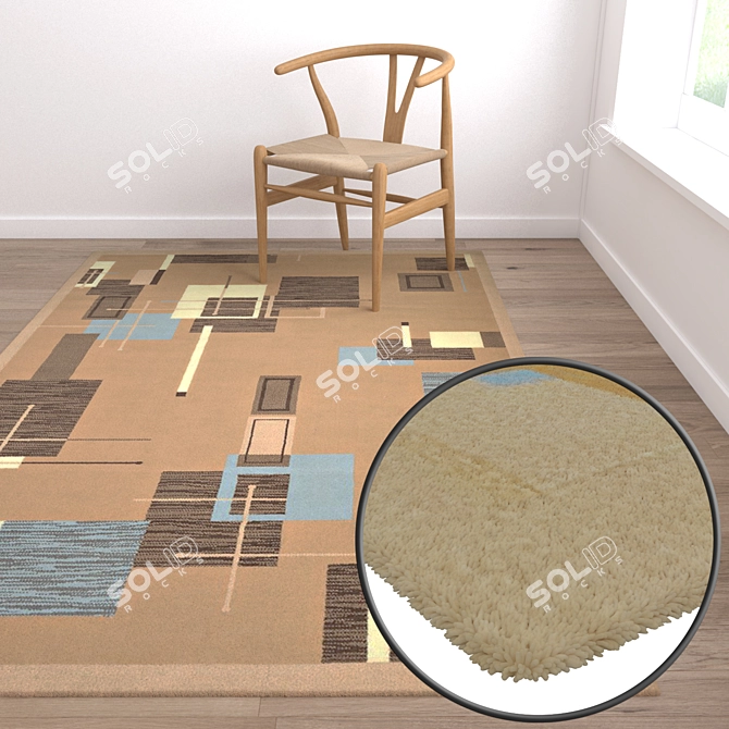 Versatile 3-Piece Carpet Set 3D model image 5