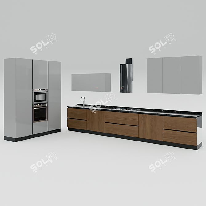 Soul Wood Kitchen Set - Modern 3D model image 3