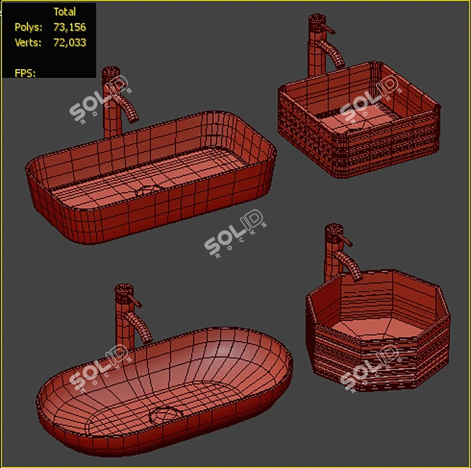 Modern Minimalist Wash Basin Collection 3D model image 2