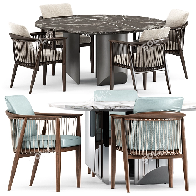 Elegant Viola Chair and Wedge Table 3D model image 1