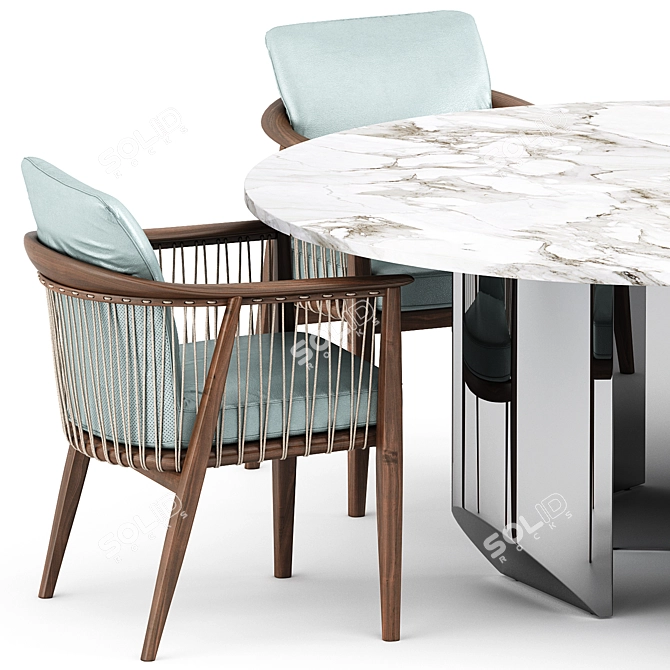 Elegant Viola Chair and Wedge Table 3D model image 2