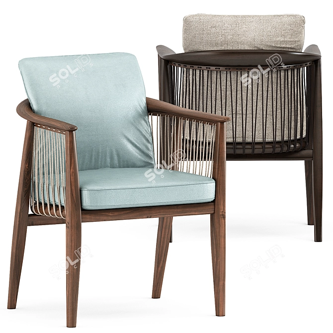 Elegant Viola Chair and Wedge Table 3D model image 4