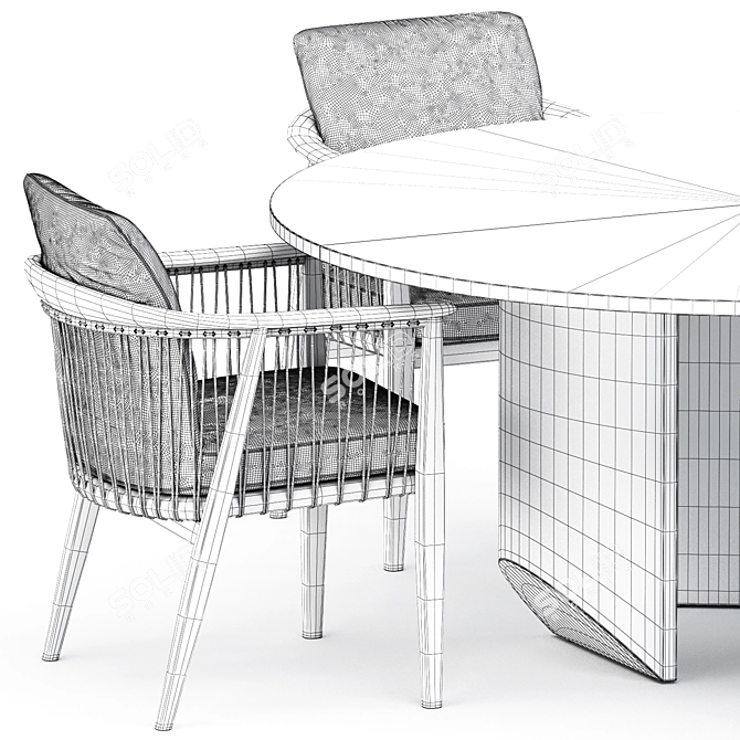 Elegant Viola Chair and Wedge Table 3D model image 5