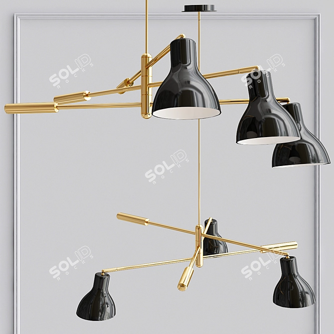 Elegant Kace 3 Arm Chandelier 3D model image 1