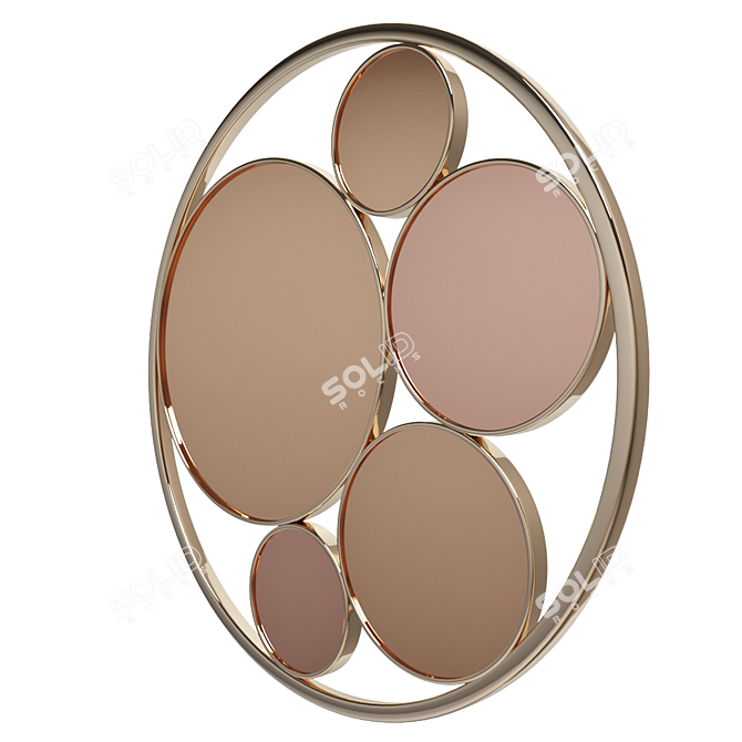 Round Multi-part Bahu Mirror - Pink & Grey 3D model image 2