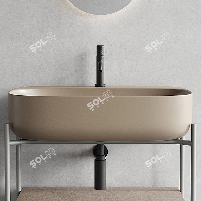 Diva Metal Vanity Unit & Moon Countertop Washbasin 3D model image 3