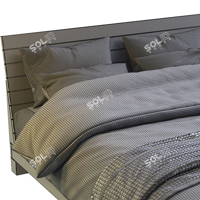 Modern Teak Queen Bed 3D model image 5