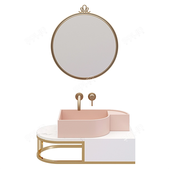 Modern Mirror Washbasin 3D model image 1