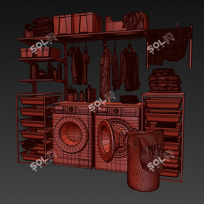 Algot 14 Wall Unit + BOAXEL Laundry Set 3D model image 5