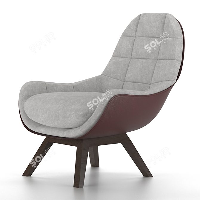 Elegant Armchair with Generous Dimensions 3D model image 3