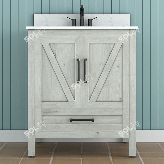 Elegant White Bathroom Vanity 3D model image 1