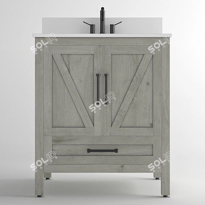 Elegant White Bathroom Vanity 3D model image 4