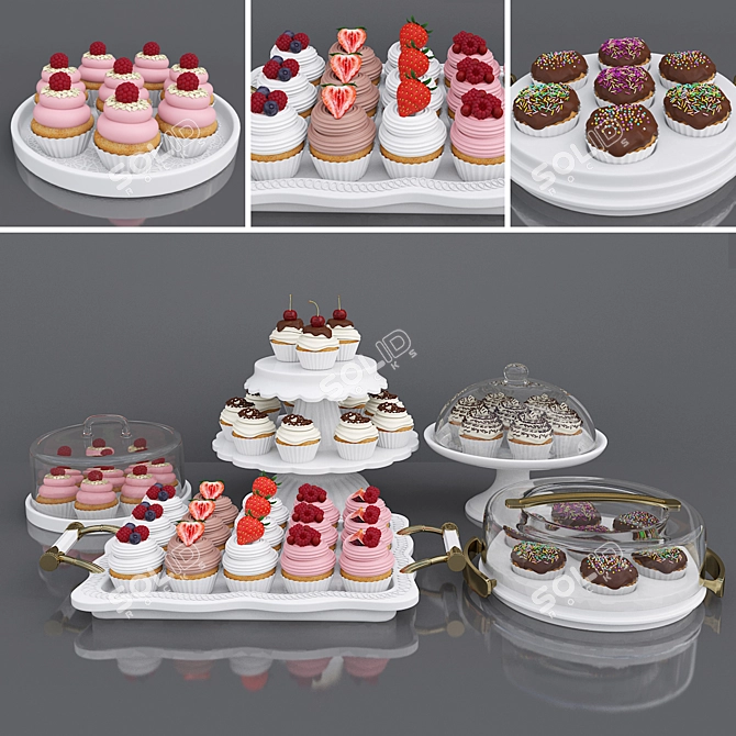 Delicious Cupcake Collection 3D model image 1