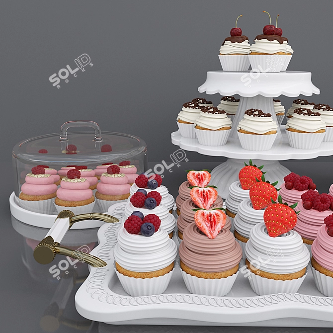 Delicious Cupcake Collection 3D model image 2