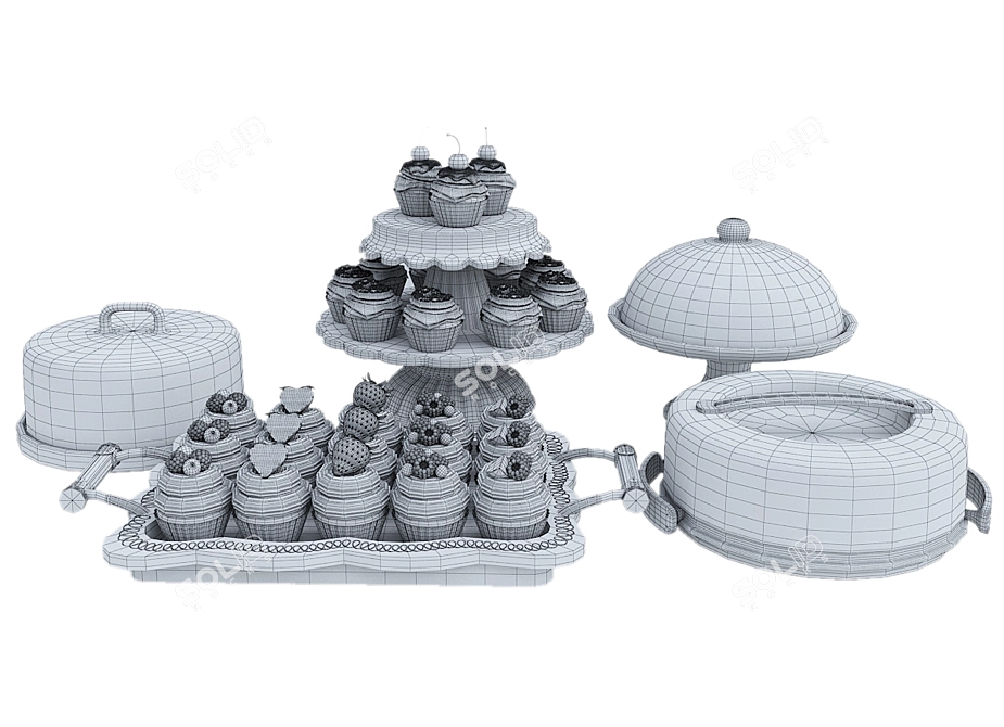Delicious Cupcake Collection 3D model image 4