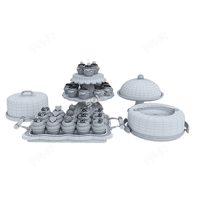 Delicious Cupcake Collection 3D model image 5