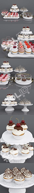 Delicious Cupcake Collection 3D model image 6