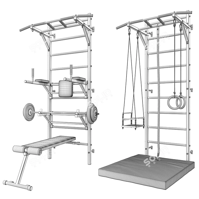 Ultimate Wall Bars Set: Record Monolith 2 3D model image 5