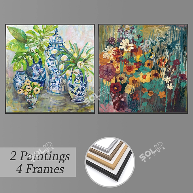 2-Piece Wall Paintings Set with Multiple Frame Options 3D model image 1