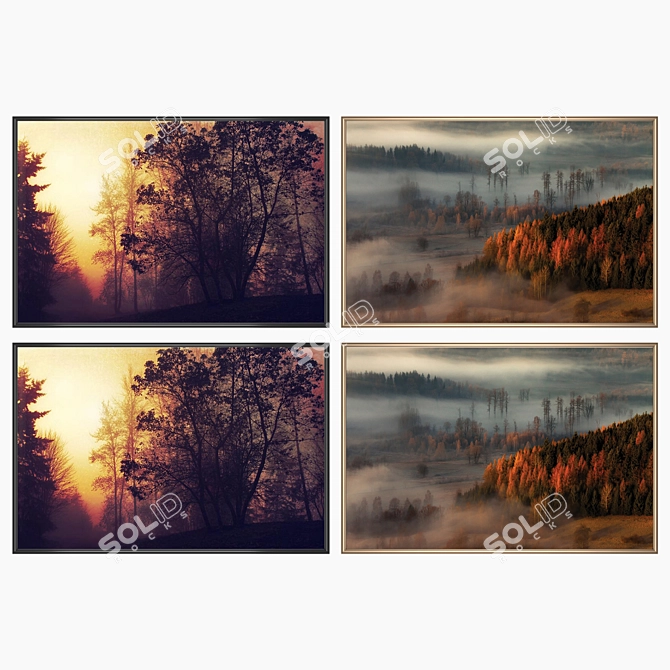 Elegant Wall Paintings Set 3D model image 2