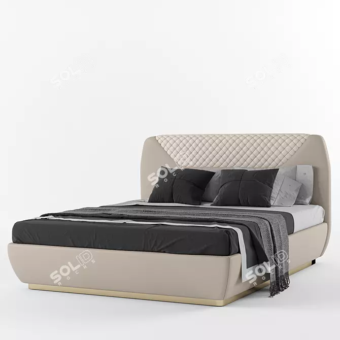 Grilli Quadro Double Bed: Sleek and Modern Elegance 3D model image 1
