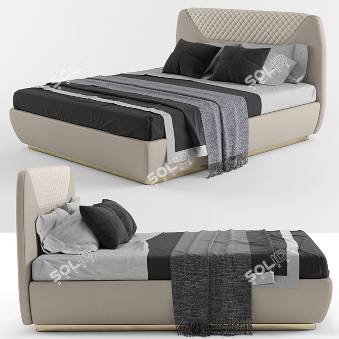 Grilli Quadro Double Bed: Sleek and Modern Elegance 3D model image 6